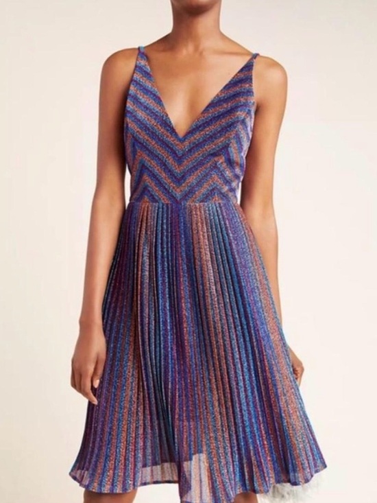 Dress the Population Dresses & Skirts - Dress the Population Metallic Rainbow Strip Hayley Dress, M